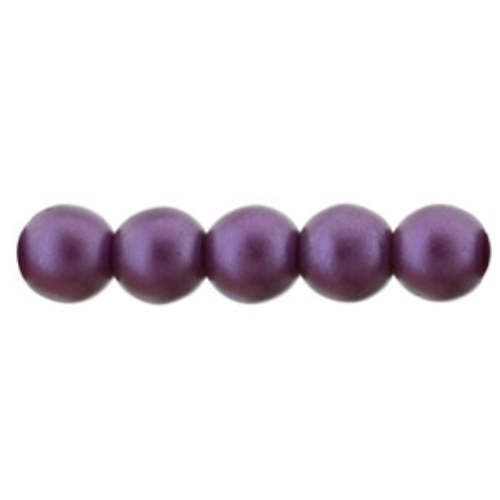 4mm Purple Velvet - Czech Glass Pearls - 100 Bead Strand - 5-04-25032