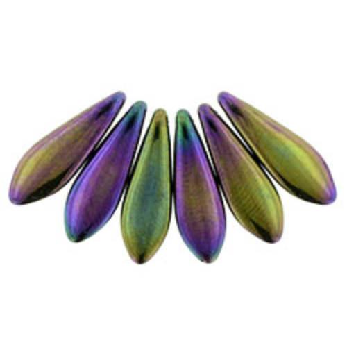 5mm x 16mm 1-Hole Dagger - Purple Iris - 21495 -  50 Bead Strand