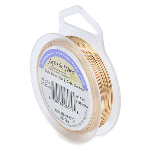 Silver Plated - Gold Color - 26 Gauge (.41 mm) - 30 yd (27.4 m) - AWS-26S-03-30YD
