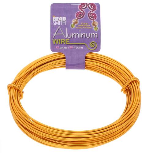 Aluminum Wire Gold 12 Gauge Round Wire - 39ft / 11.89m Spool - DA2601