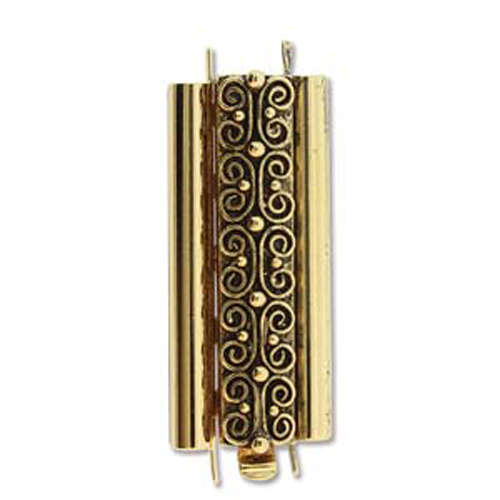 Beadslide Clasp Squiggle Design - Antique Gold - CLSP219AG-36