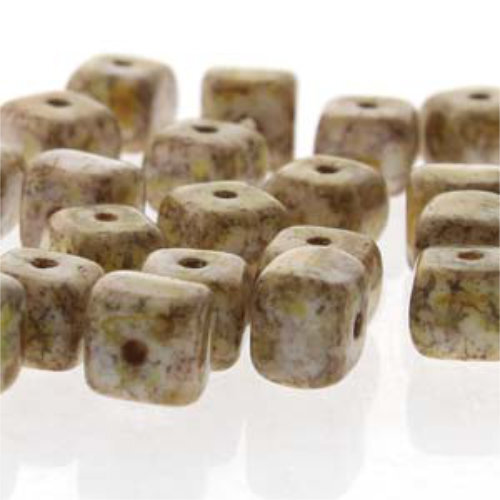 Cube Bead 6mm x 9mm - Chalk Senegal Brown - CU69-02010-15695 - 30 Bead Strand
