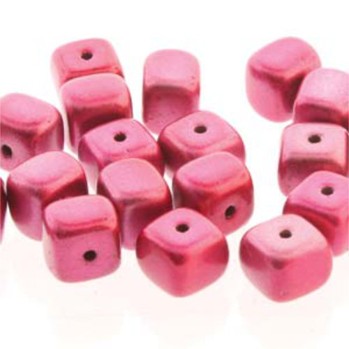 Cube Bead 6mm x 9mm - Metalust Hot Pink - CU69-23980-24207 - 30 Bead Strand