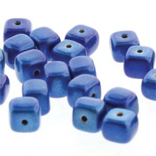 Cube Bead 6mm x 9mm - Metalust Crown Blue - CU69-23980-24203 - 30 Bead Strand