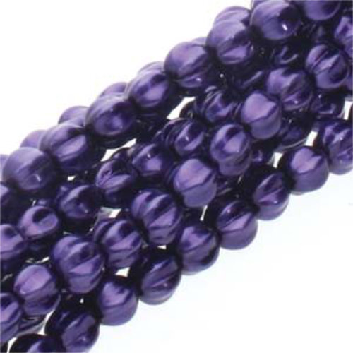 4mm Purple Melon Round Beads - 120 Bead Strand - 70038