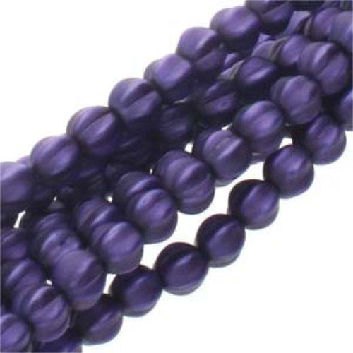 6mm Matte Purple Melon Round Beads - 75 Bead Strand - 70038M