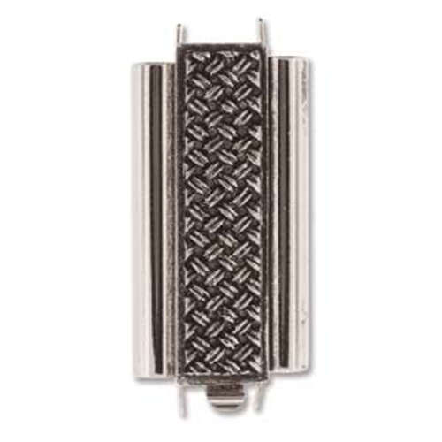 Beadslide Clasp Cross Hatch - Antique Silver - CLSP207AS-30