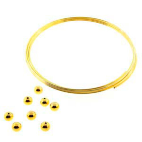 Gold Plated Memory Wire 2.25in 12 Turns + 5mm Endcaps 8/bg - CBWG225-MWEC