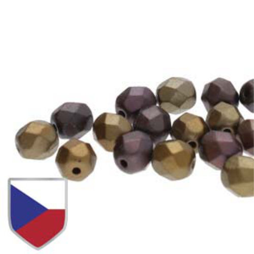 6mm Fire Polish Beads with Czech Shield - Crystal Grey Rainbow 00030-01670CS - 25 Bead Strand