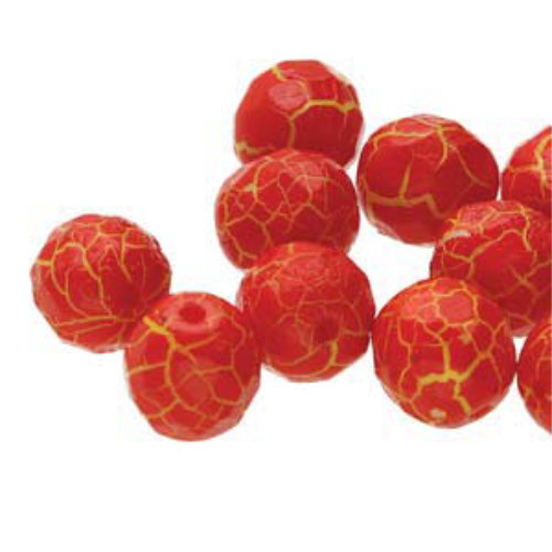 4mm Fire Polish Beads - Ionic Red / Yellow 02010-24609 - 40 Bead Strand