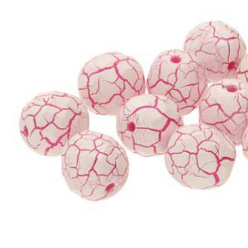 8mm Fire Polish Beads - Ionic White / Pink 02010-24603 - 20 Bead Strand