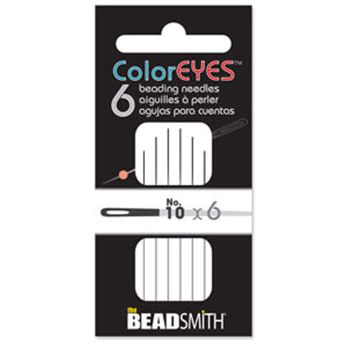 Color Eye - 6 Pack of #10 Beading Needles with Black Tip - BNCE106