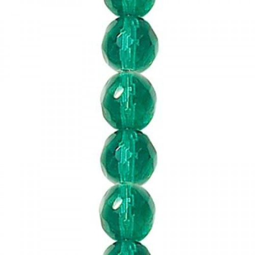 6mm Teal Fire Polished Round Beads - 25 Piece Strand - 5072