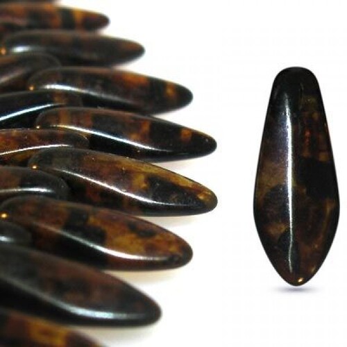 5mm x 12mm Side Drilled Dagger - Tortoise Shell Picasso - 18016P - 54 Bead Strand