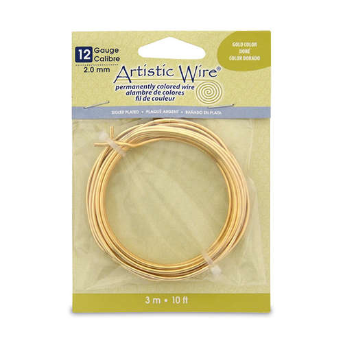 Silver Plated - Gold Color - 12 Gauge (2.1 mm) - 10 ft (3.1 m) - AWB-12S-03-10FT
