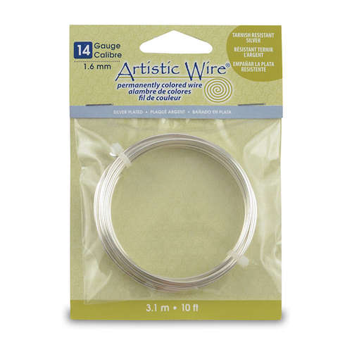 Silver Plated - Tarnish Resistant Silver - 14 Gauge (1.6 mm) - 10 ft (3.1 m) - AWB-12S-10-10FT