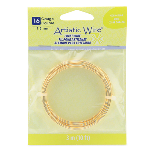 Silver Plated - Gold Color - 16 Gauge (1.3 mm) - 10 ft (3.1 m) - AWB-16S-03-10FT