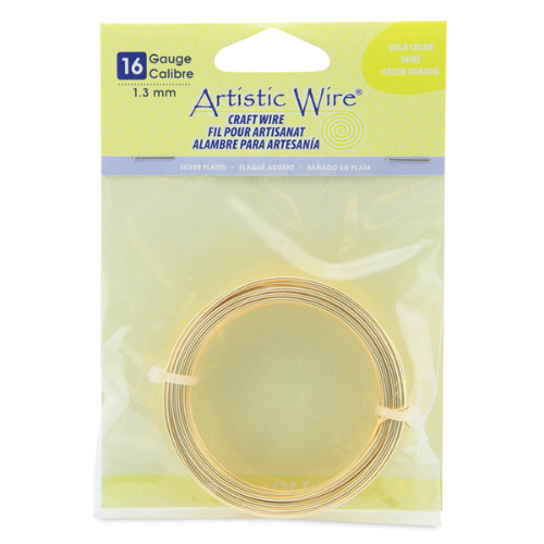 Silver Plated - Gold Color - 16 Gauge (1.3 mm) - 25 ft (7.6 m) - AWB-16S-03-25FT