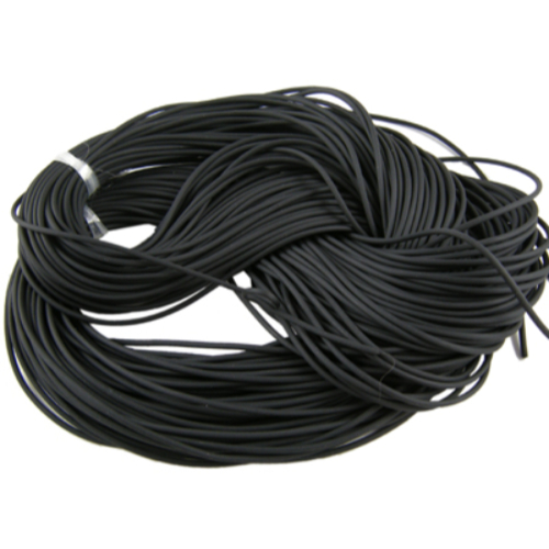 2mm Hollow Rubber Cord with a 1mm hole - 45m Spool - Black