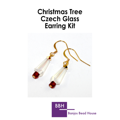 Earring Kit - Christmas Cone Trees - Czech Glass - Crystal AB with Gold Findings