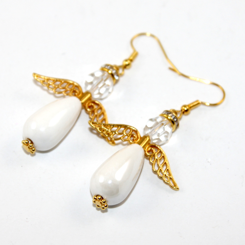 Christmas Angel Earrings - Large - Gold