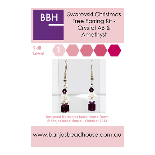 Earring Kit - Swarovski Crystal Christmas Tree - Crystal AB & Amethyst - Silver Findings