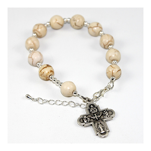 One Decade Rosary Bracelet - Cream Howlite