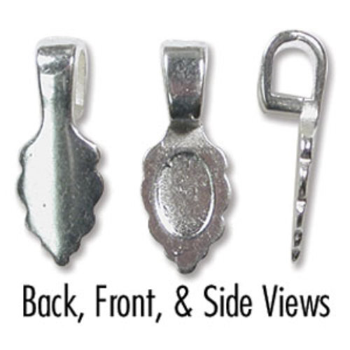 Glue on Bail - 16mm Pendant, Sterling Silver Plate - BL14SP