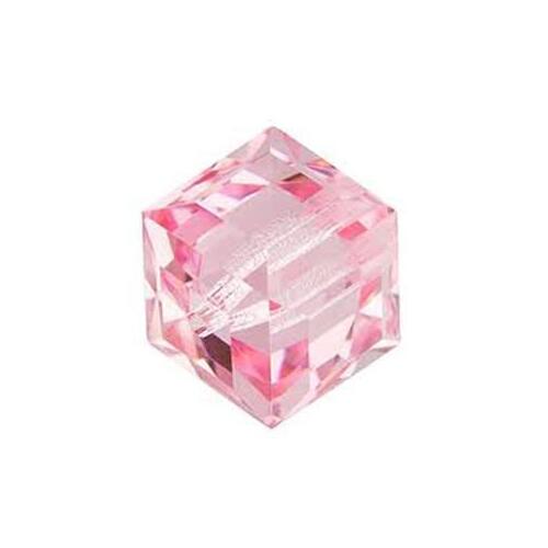 Pack of 6 - 5601 - 8mm - Light Rose (223) - Cube Crystal Bead