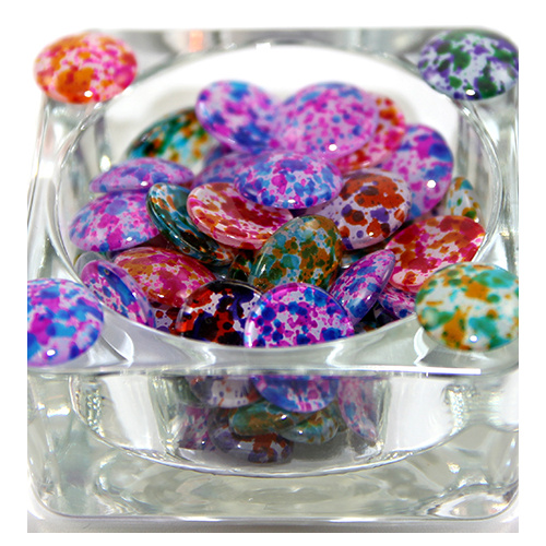 Pack of 10 - 16mm Spray Painted Glass Cabochons - Mixed Colour