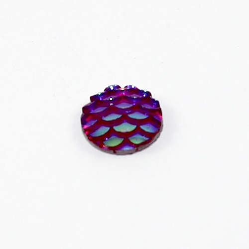 Pack of 15 - 10mm Mermaid / Fish / Dragon Scale Dome Cabochon - Purple AB