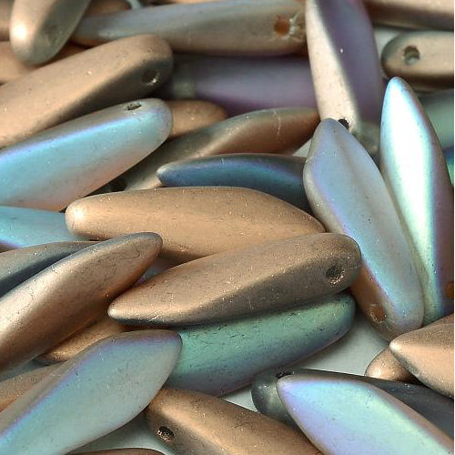 5mm x 16mm Dagger Bead - Crystal Copper Rainbow Matted - 00030-98573