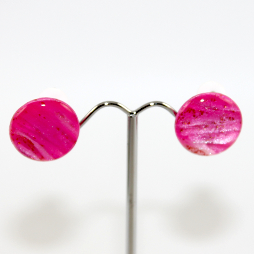 Shades of Bright Pink Polymer Clay Clip On Earrings