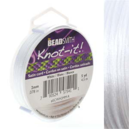 2mm Satin Cord - White - SCWH2MM