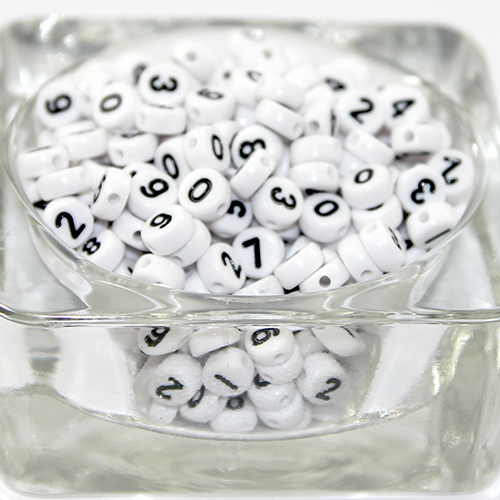 Number Beads - 7mm Little Round White Number Acrylic or Resin Beads - –  Delish Beads