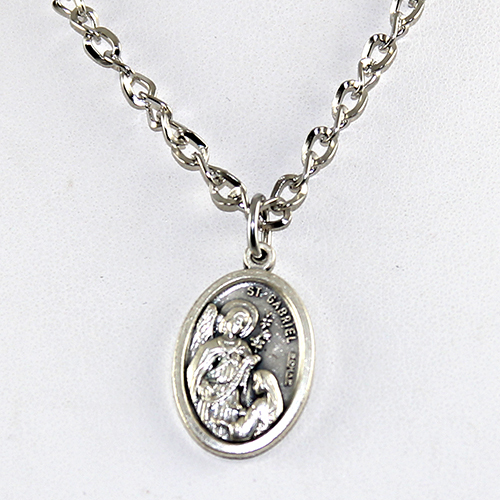 Sterling Silver St Monica and St Augustine Medal Necklace Oval 1.8mm Chain 