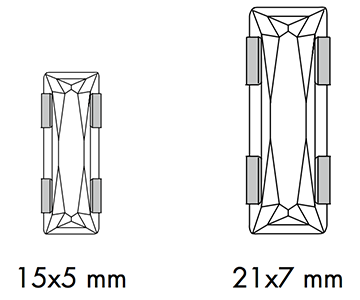 Swarovski 11 004 - Princess Baguette Sizes