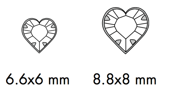 Swarovski 12 204 - Heart Sizes