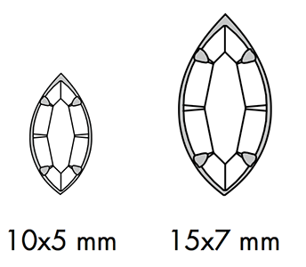 Swarovski 13 304 - Navette Sizes