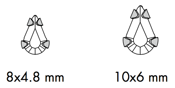 Swarovski 16 604 - Pear Sizes