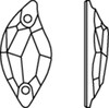Swarovski Sew-On Crystal - 3254 Diamond Leaf - Line Drawing