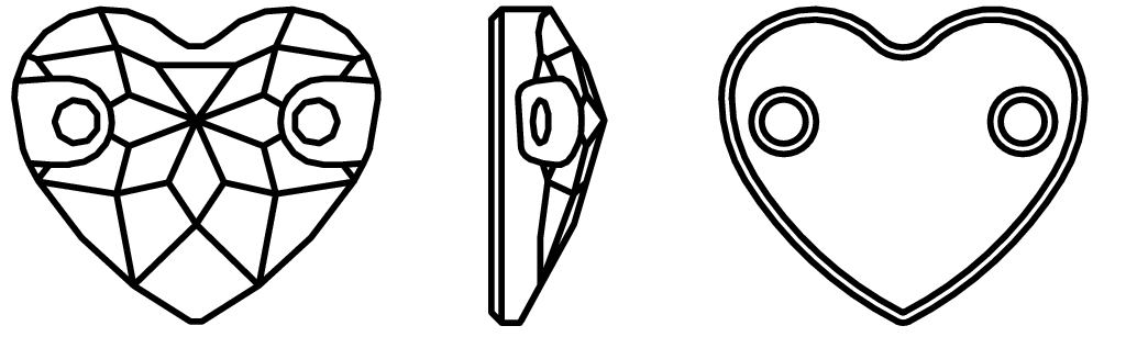 Swarovski Sew-On Crystal - 3259 Heart - Line Drawing