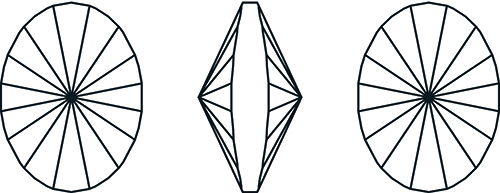 Swarovski 4122 - Oval Rivoli Fancy Stone Line Drawing