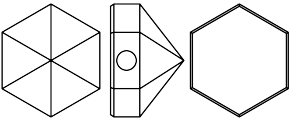 Swarovski 5060 - Hexagon Spike Bead  Line Drawing - 55mm