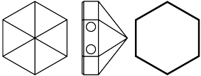 Swarovski 5060 - Hexagon Spike Bead  Line Drawing - 75mm