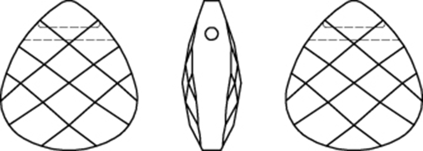 Swarovski Crystal Pendants - 6012 - Flat Briolette Line Drawing