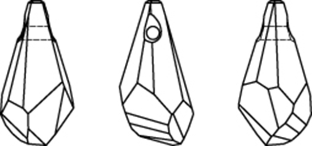 Swarovski Crystal Pendants - 6015 - Polygon Drop Line Drawing