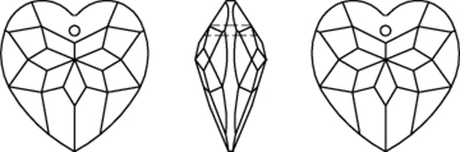 Swarovski Crystal Pendants - 6215 - Faceted Heart Line Drawing