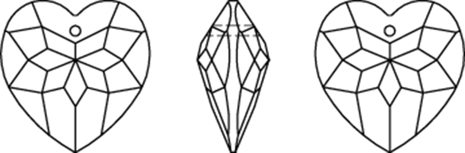 Swarovski Crystal Pendants - 6215 - Faceted Heart Line Drawing