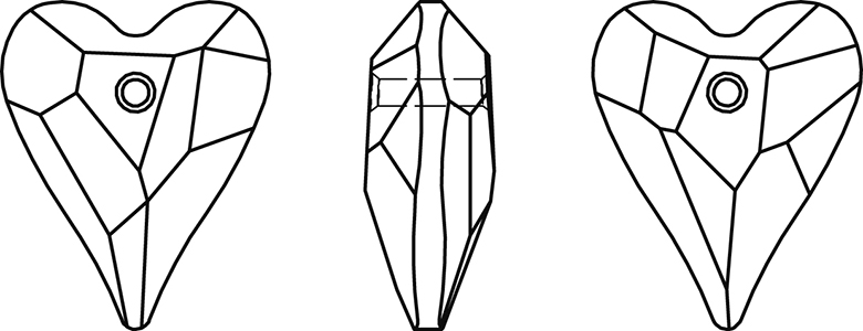 Swarovski Crystal Pendants - 6240 - Wild Heart Line Drawing